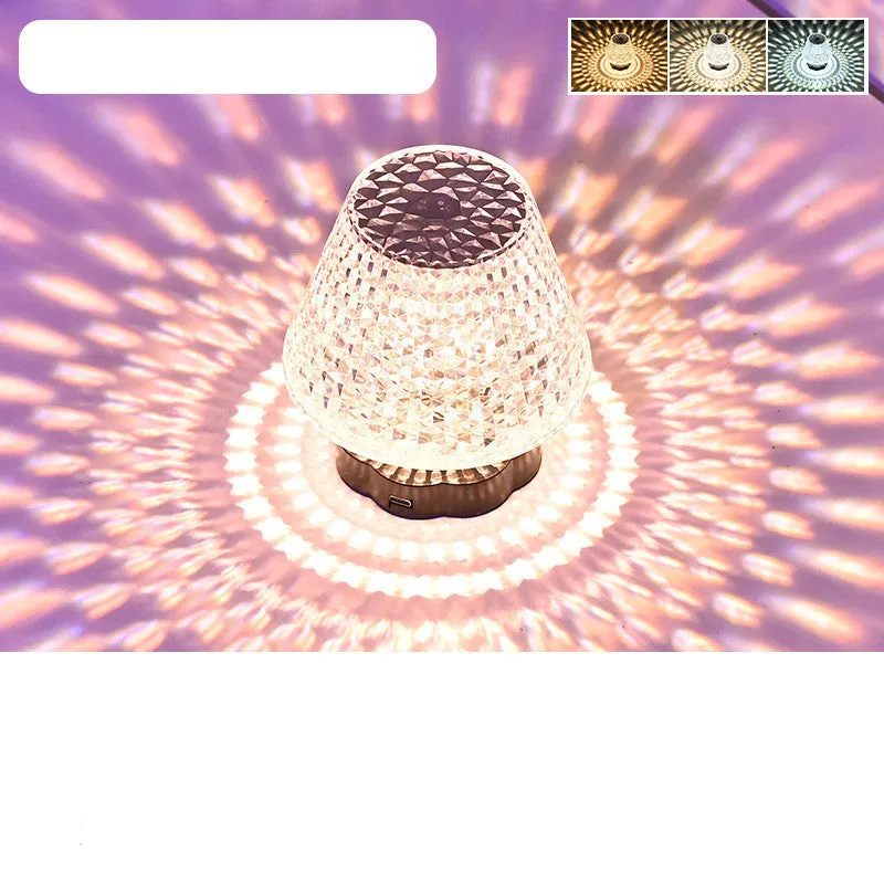 Crystal decorative table lamp with touch sensor base and LED lighting