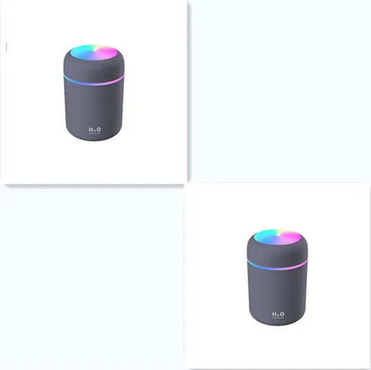 Pink car USB humidifier with LED lights showing water tank and control button