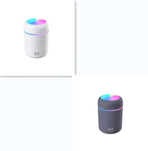 Pink car USB humidifier with LED lights showing water tank and control button