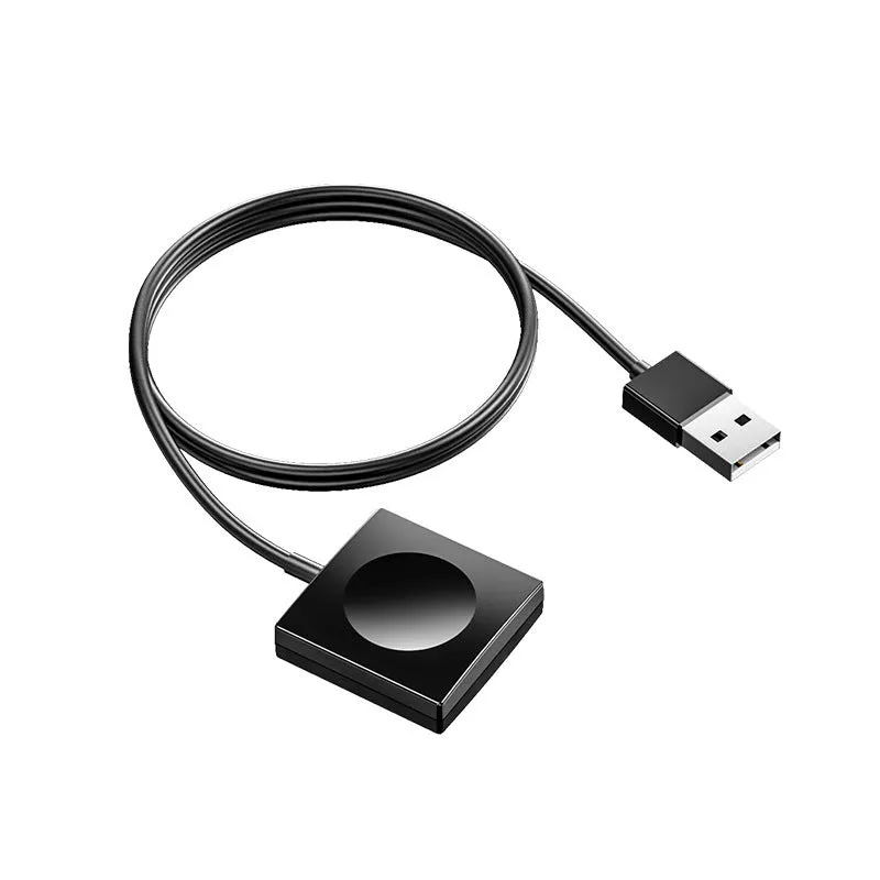 Portable white Apple Watch wireless charging dock with USB cable