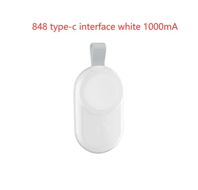 Portable white Apple Watch wireless charging dock with USB cable