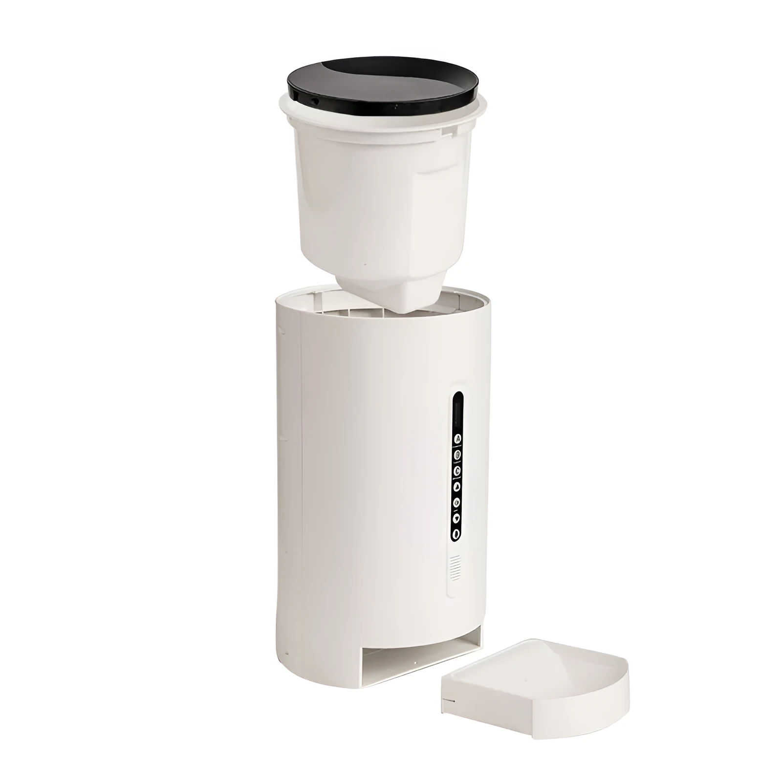 White automatic pet feeder with 4.6L capacity and timing display