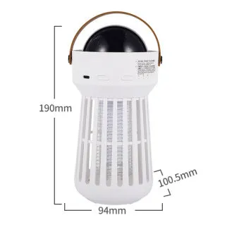 White electric mosquito killer lamp with star projection feature and folding handle