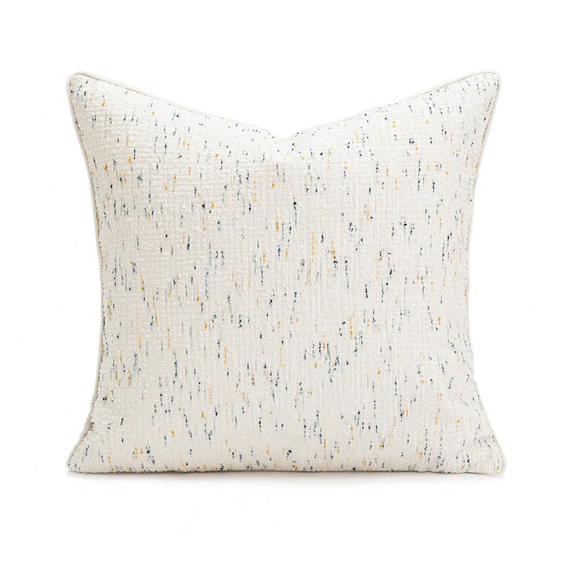 Red coffee brown square cushion with PP cotton filler on a grey sofa.