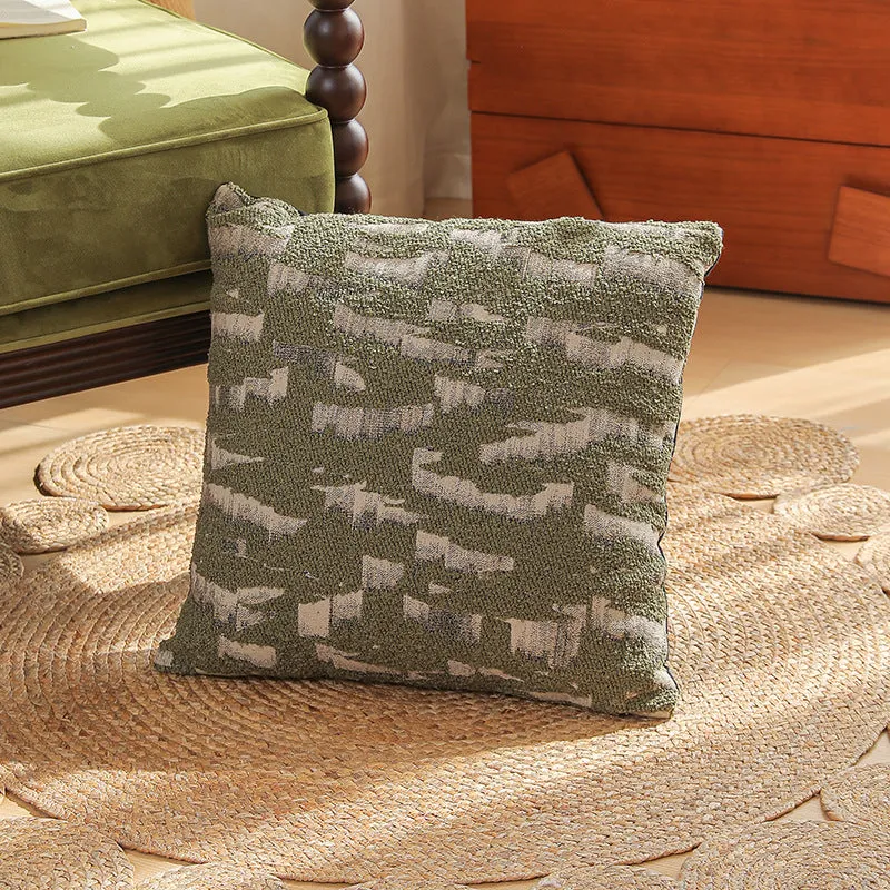 45cm square jacquard floral cushion cover in a Nordic-style pattern on a sofa.