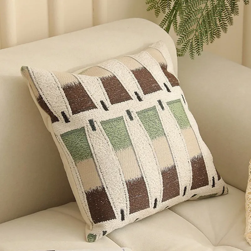 45cm square jacquard floral cushion cover in a Nordic-style pattern on a sofa.