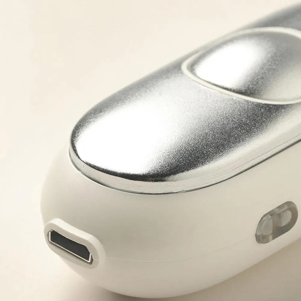 Handheld micro-current sleep aid device in grey colour with USB charging cable