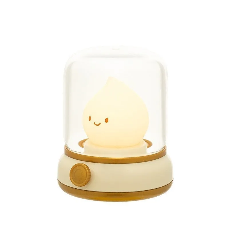 Retro oil lamp design LED night light in green or yellow colour with USB charging port