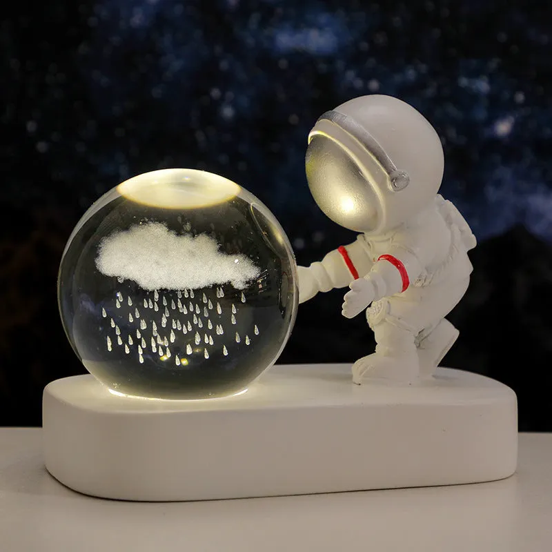 Glowing galaxy astronaut crystal ball night light 6cm with USB cable