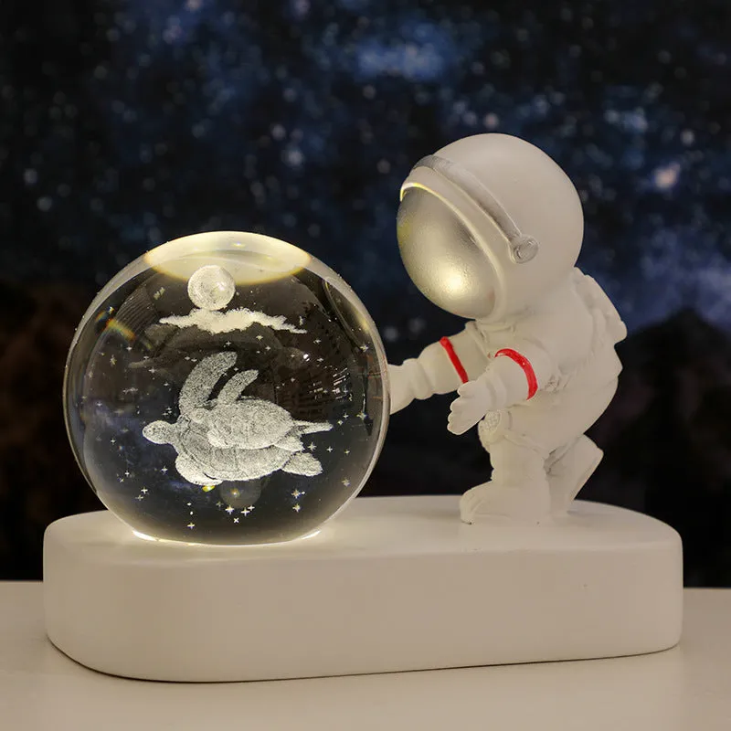 Glowing galaxy astronaut crystal ball night light 6cm with USB cable