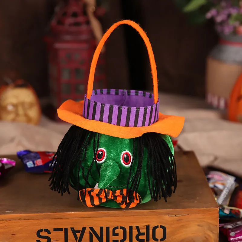 Halloween candy bag in pumpkin design with 16cm square dimensions