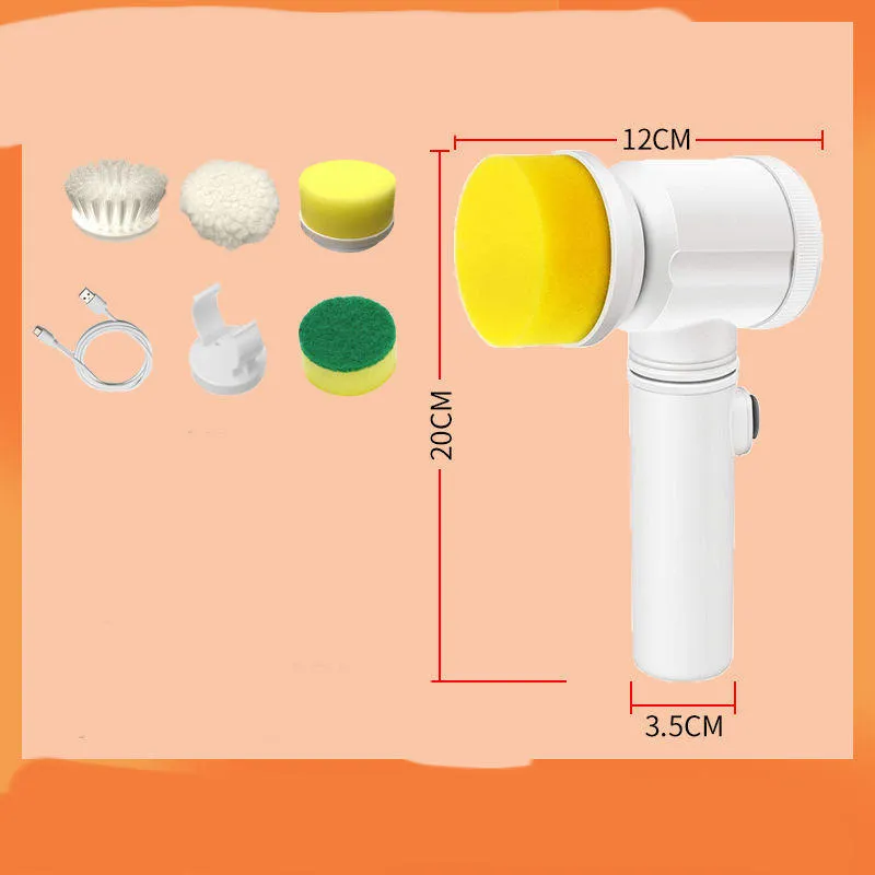 Rechargeable electric cleaning brush with multiple interchangeable scrub heads for kitchen use