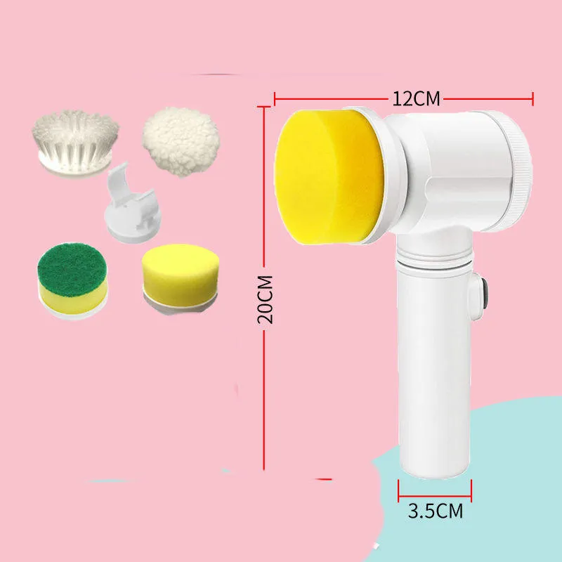 Rechargeable electric cleaning brush with multiple interchangeable scrub heads for kitchen use