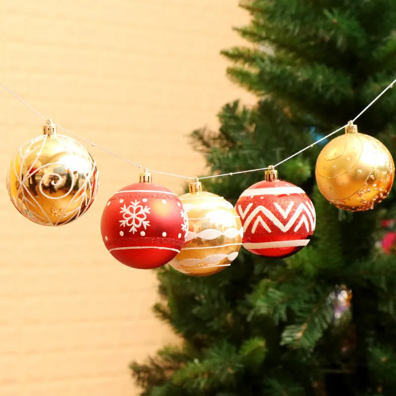 6cm hand-painted Christmas tree baubles in various colours including silver white, gold, red, and blue
