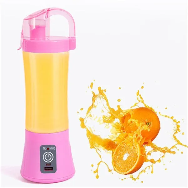 Portable USB rechargeable electric fruit juicer with 400ml transparent cup