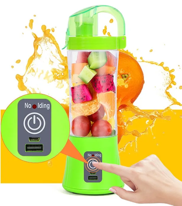 Portable USB rechargeable electric fruit juicer with 400ml transparent cup
