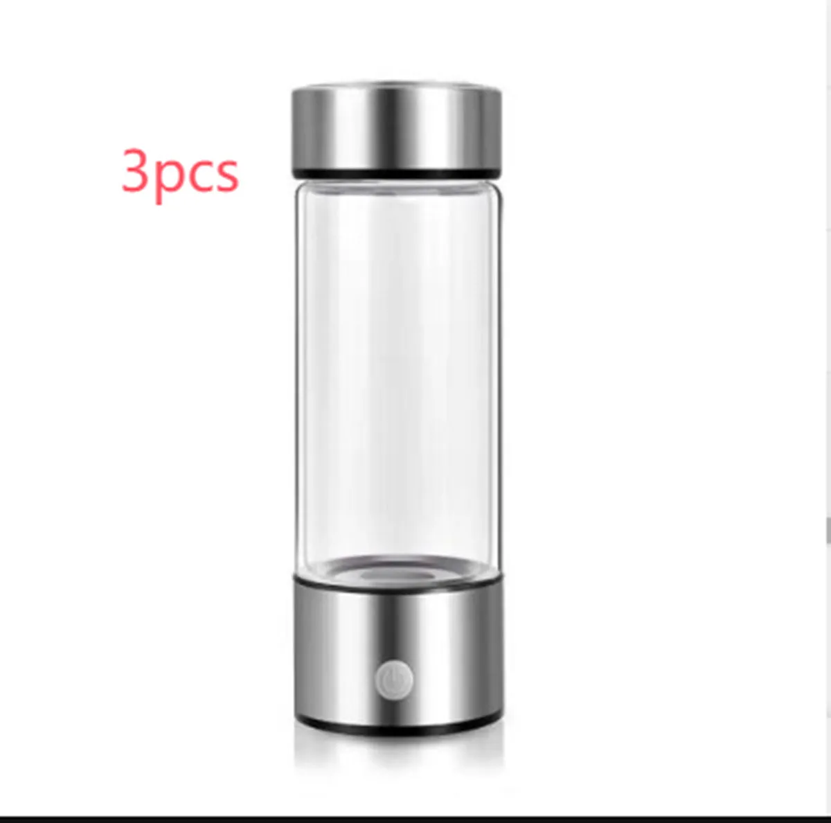 Portable hydrogen water generator bottle with borosilicate glass construction and electric hydrogen production