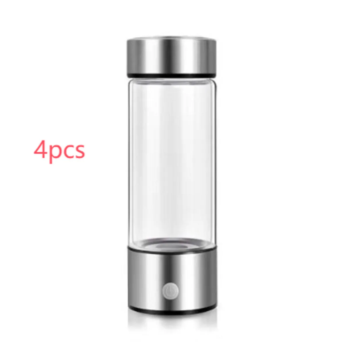 Portable hydrogen water generator bottle with borosilicate glass construction and electric hydrogen production