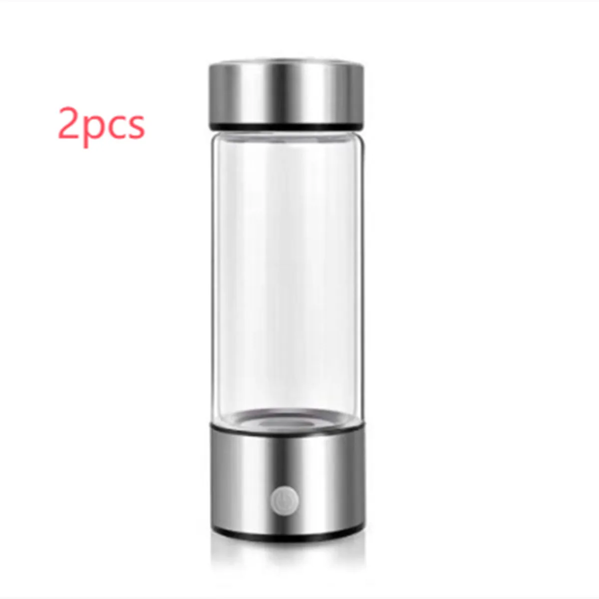 Portable hydrogen water generator bottle with borosilicate glass construction and electric hydrogen production