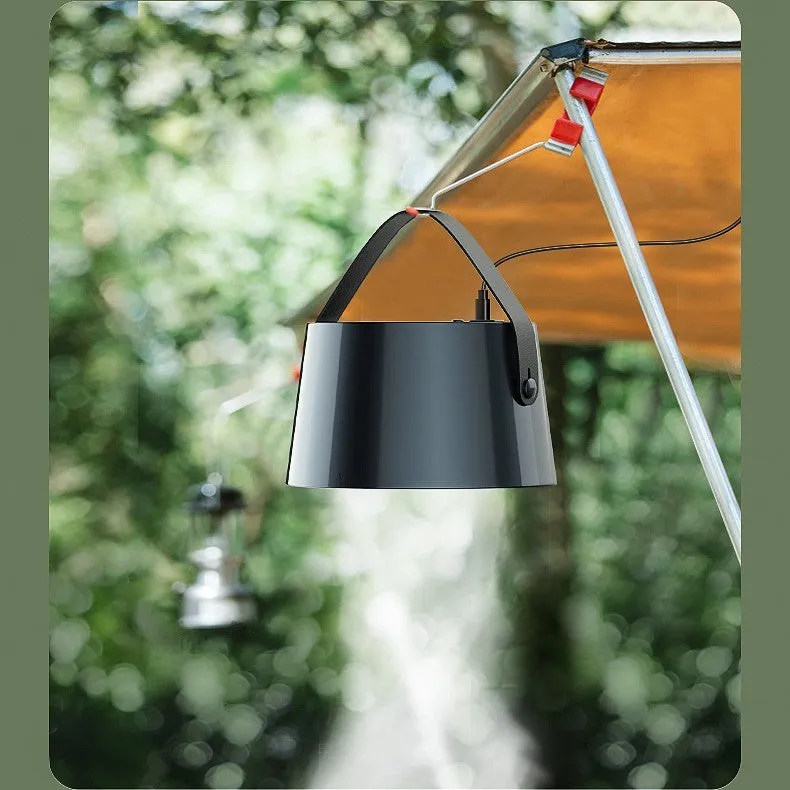 Milk white portable desktop exhaust fan with USB cable and removable filter on a kitchen countertop