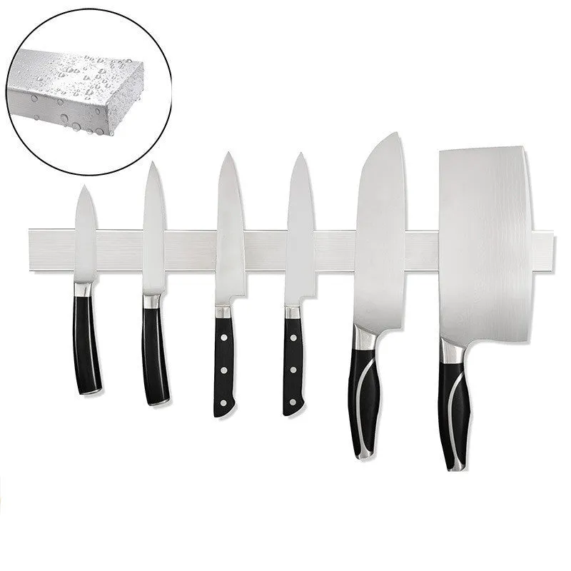 Stainless steel wall mounted magnetic knife storage rack with multiple length options