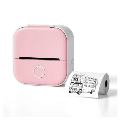 Mini portable thermal printer with rabbit ear protective case and USB cable