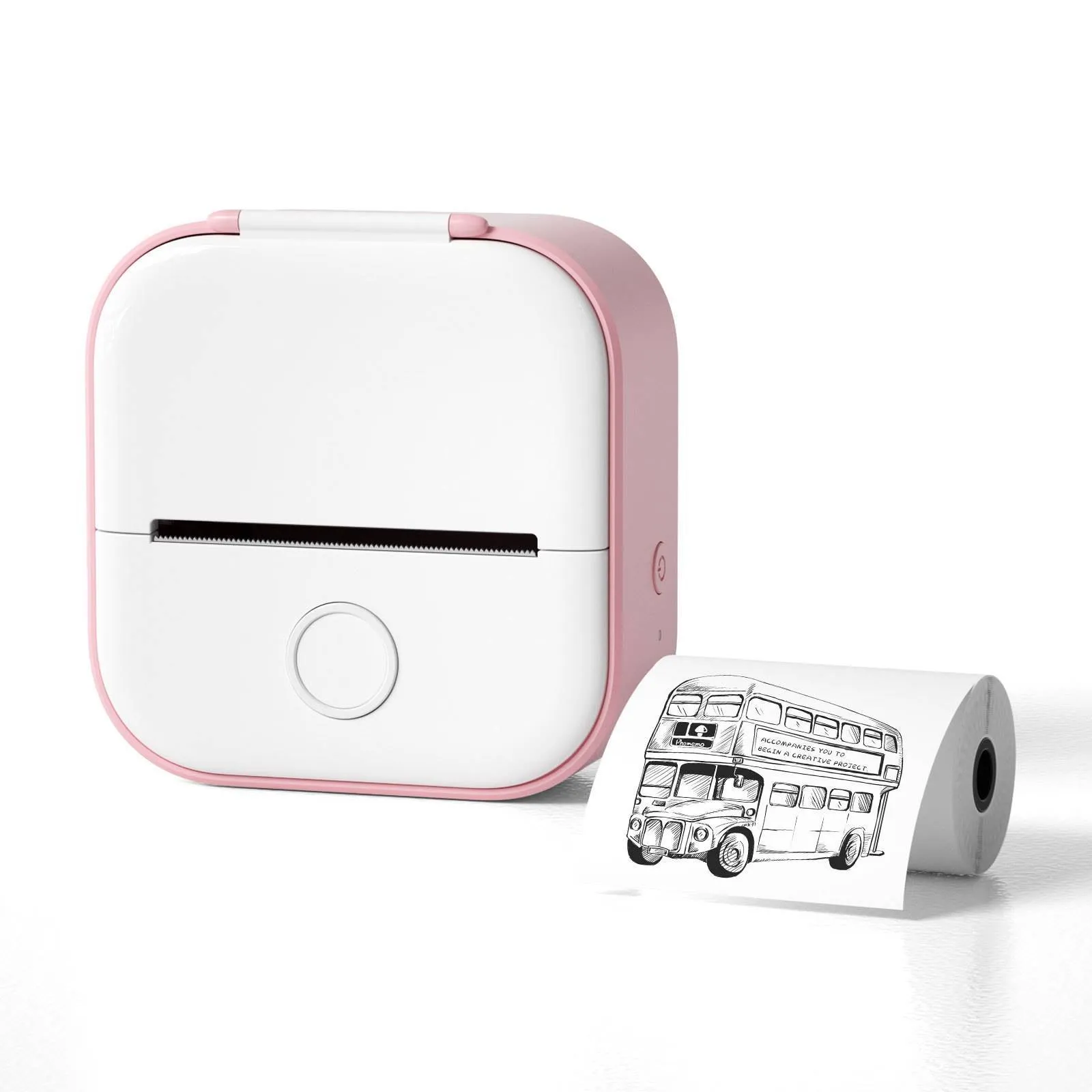Mini portable thermal printer with rabbit ear protective case and USB cable