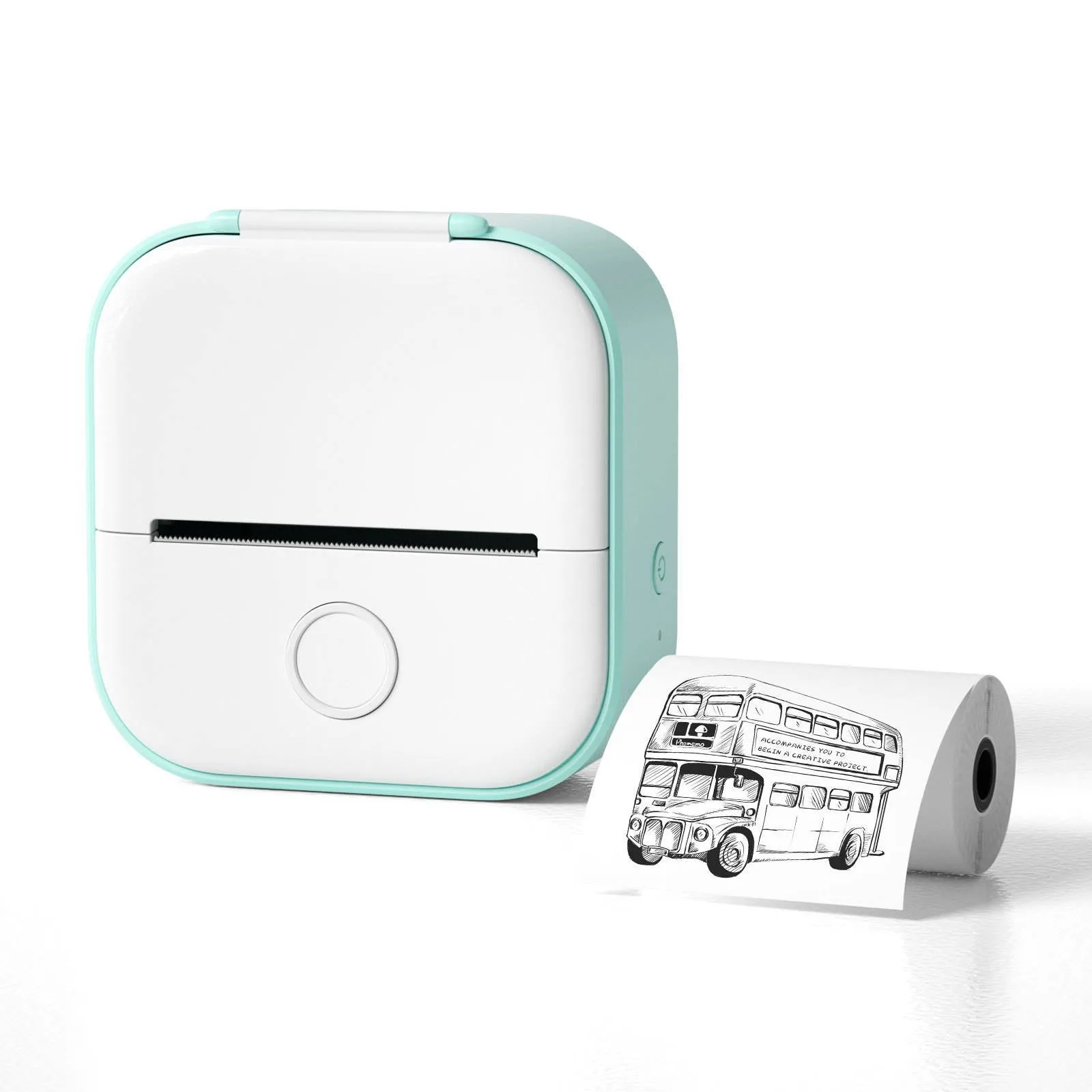 Mini portable thermal printer with rabbit ear protective case and USB cable