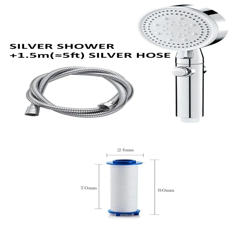 Portable 5-speed pressurised shower head with large water output in modern minimalist design