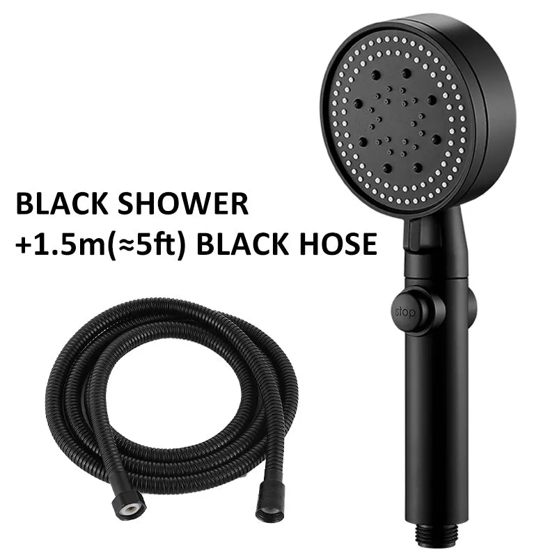 Portable 5-speed pressurised shower head with large water output in modern minimalist design