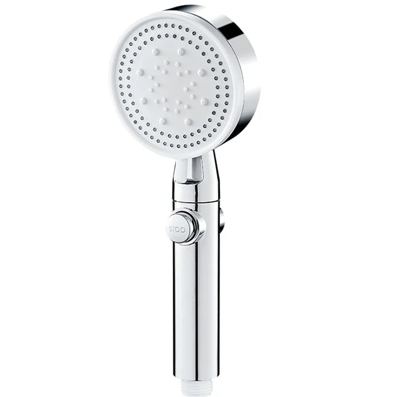 Portable 5-speed pressurised shower head with large water output in modern minimalist design