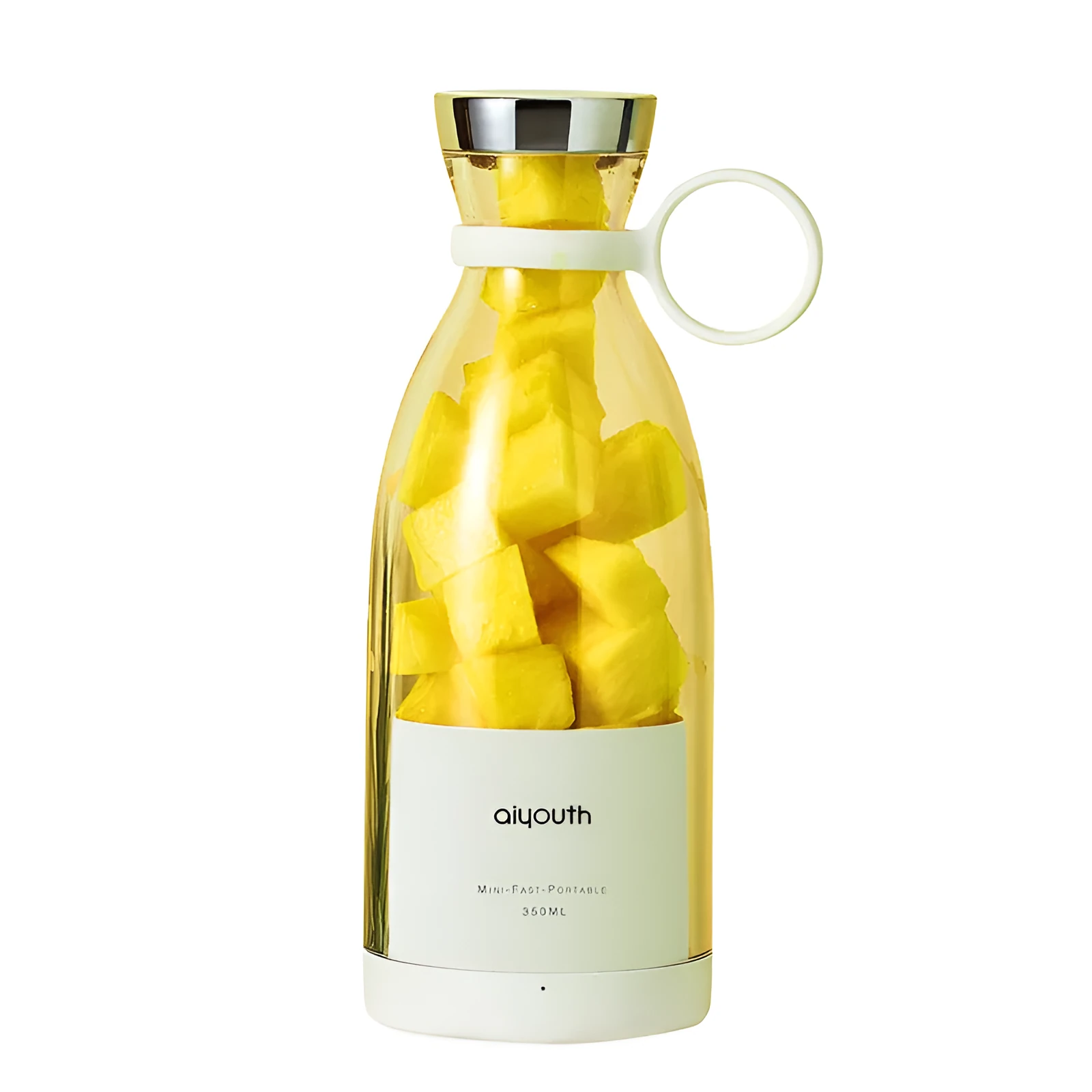 Portable handheld electric juicer with USB charging cable in pink or white colour options