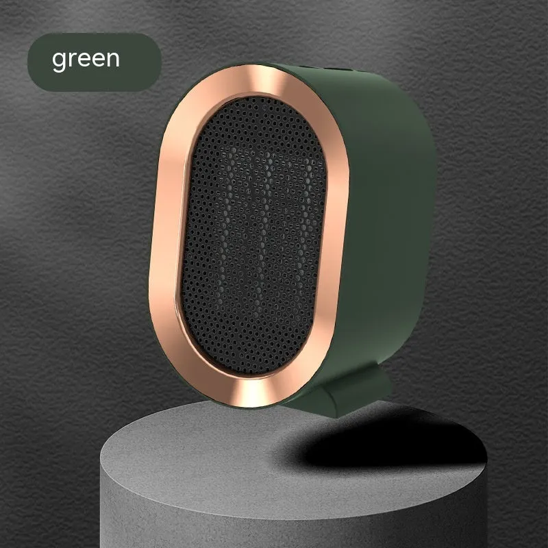 Black desktop electric heater with ceramic heating element and mechanical controls