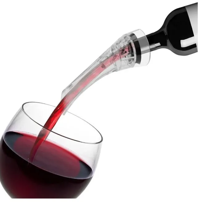 16cm long acrylic wine aerator with a stainless steel filter for instant pouring.
