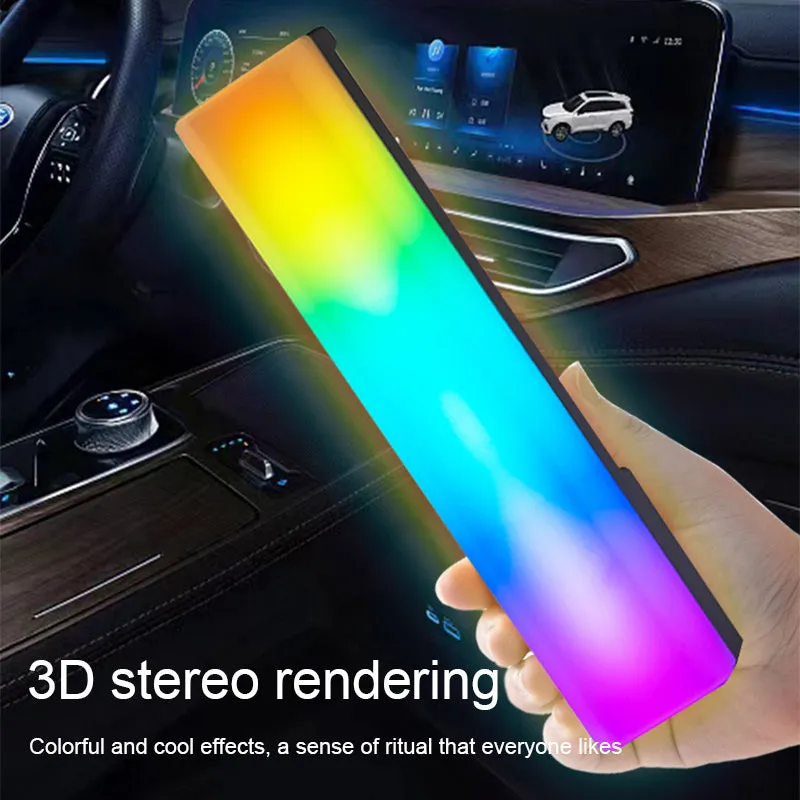 3D RGB music voice-activated rhythm ambiance lamp in black or white with colourful lighting