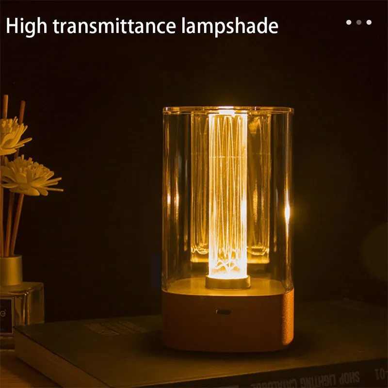Rose gold touch-control LED bedside lamp with decorative conch pattern and USB charging cable