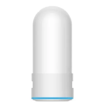 White plastic kitchen tap water filter with ceramic cartridge and universal screw thread adapters