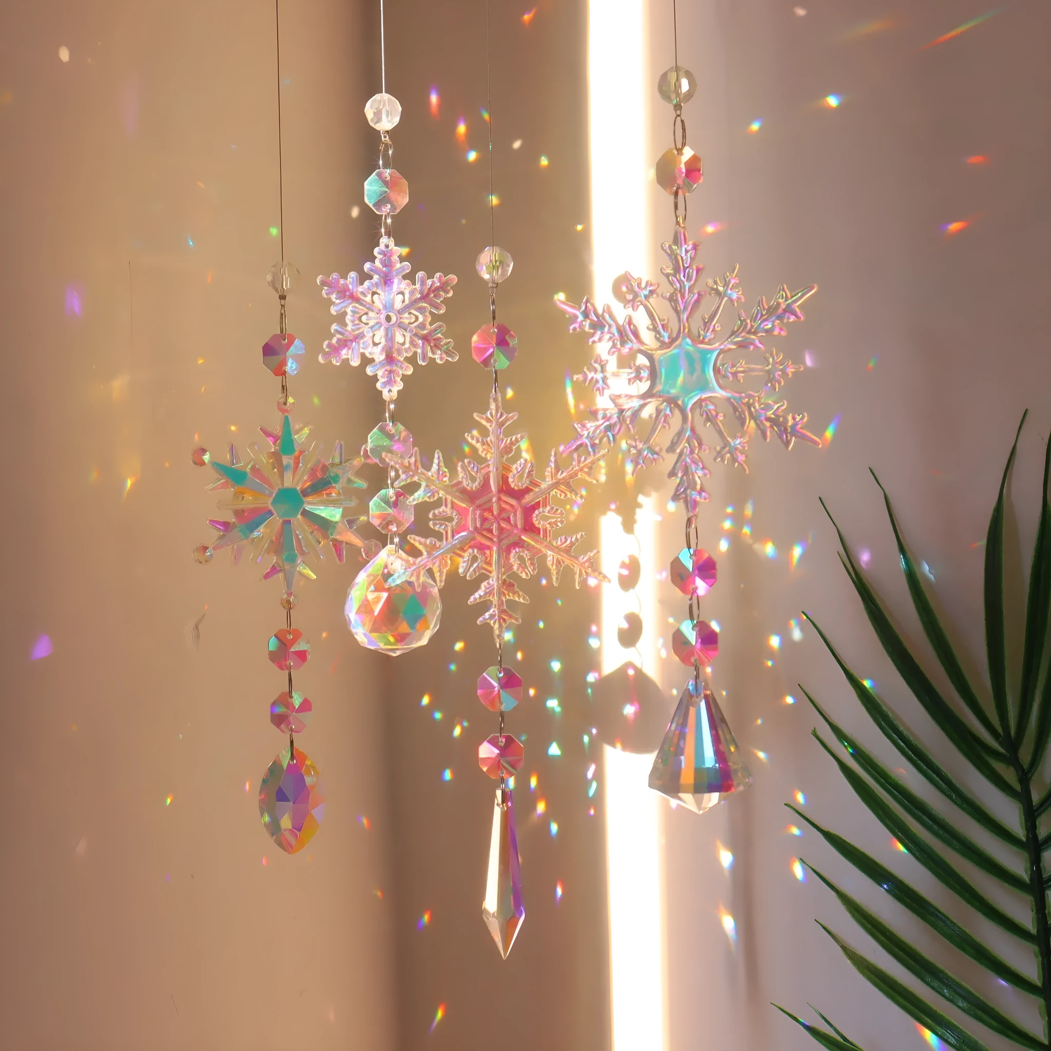 Colourful K9 crystal snowflake sun catcher Christmas decoration with AB designs