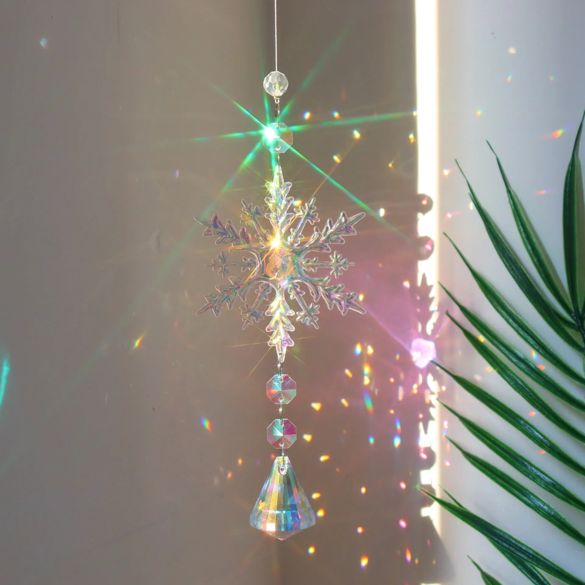 Colourful K9 crystal snowflake sun catcher Christmas decoration with AB designs