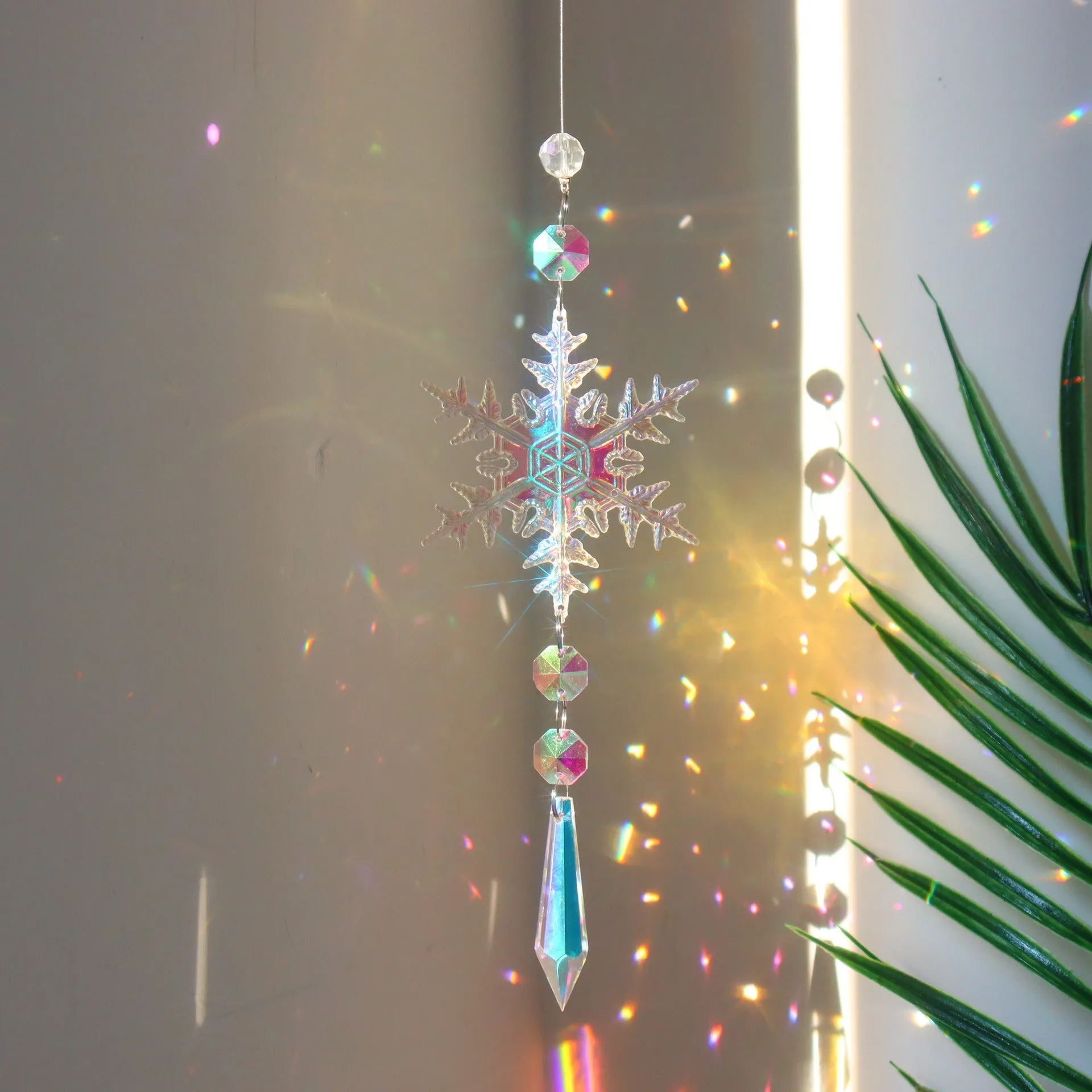 Colourful K9 crystal snowflake sun catcher Christmas decoration with AB designs
