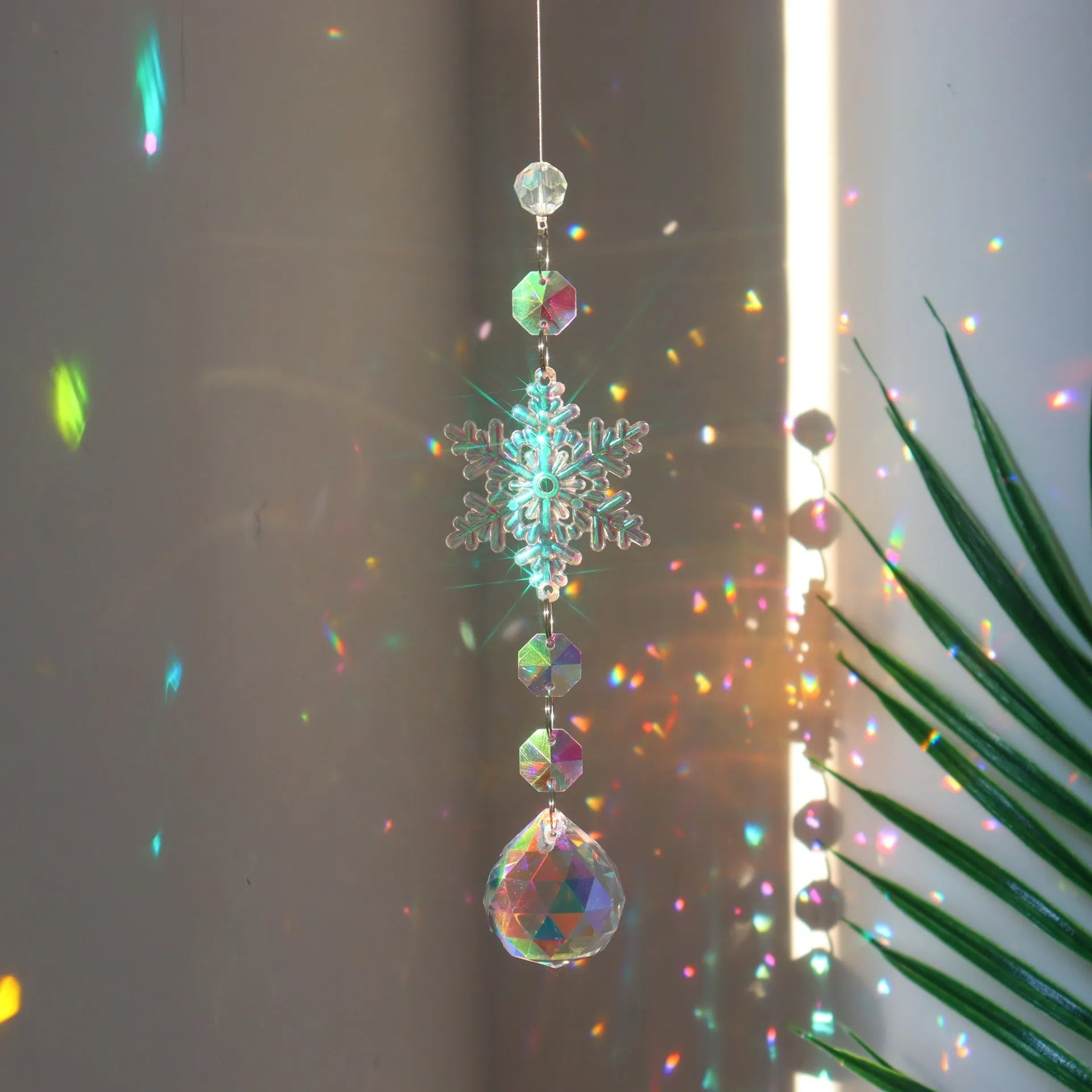 Colourful K9 crystal snowflake sun catcher Christmas decoration with AB designs