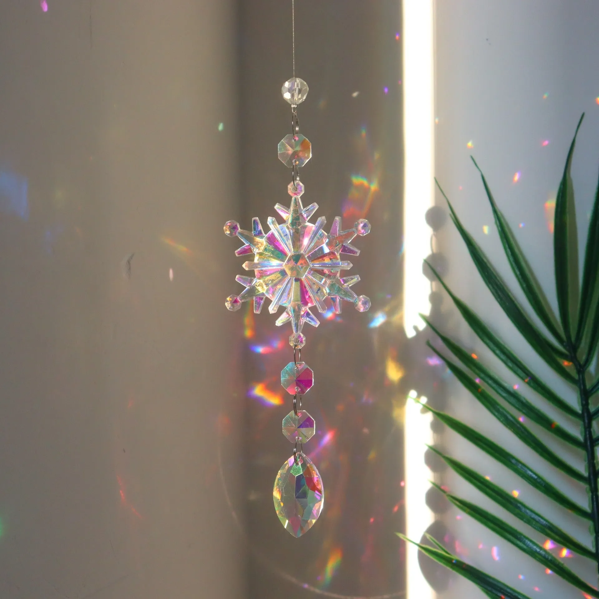 Colourful K9 crystal snowflake sun catcher Christmas decoration with AB designs