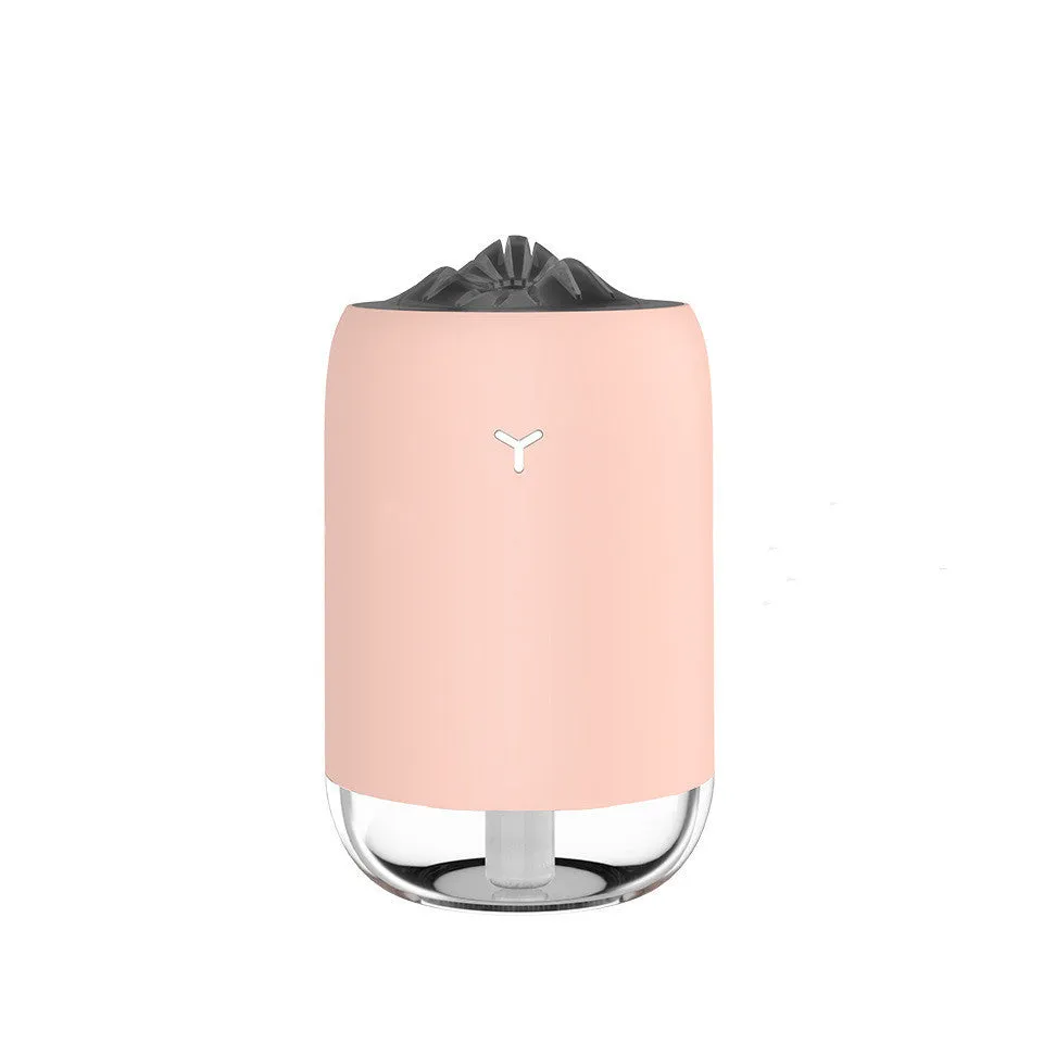 Mini cylindrical USB humidifier with 260ml water tank in green, pink or white colour options