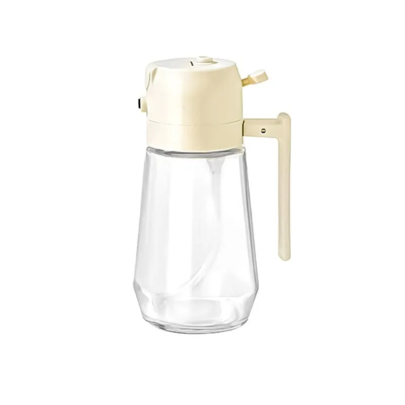 Glass olive oil sprayer dispenser with 470ml capacity and dual-function nozzle