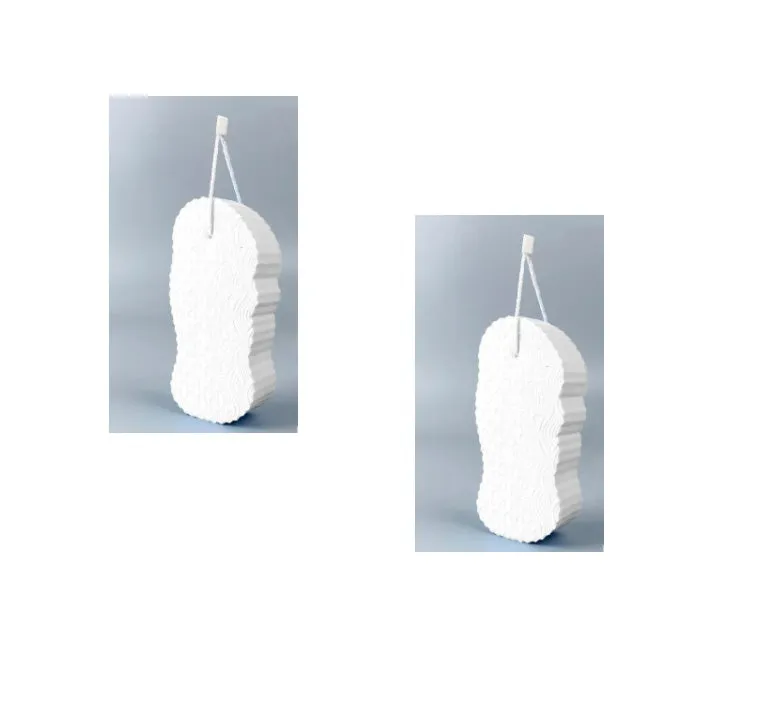 White 3D fish scale pattern bath sponge ball for gentle body exfoliation in the shower.