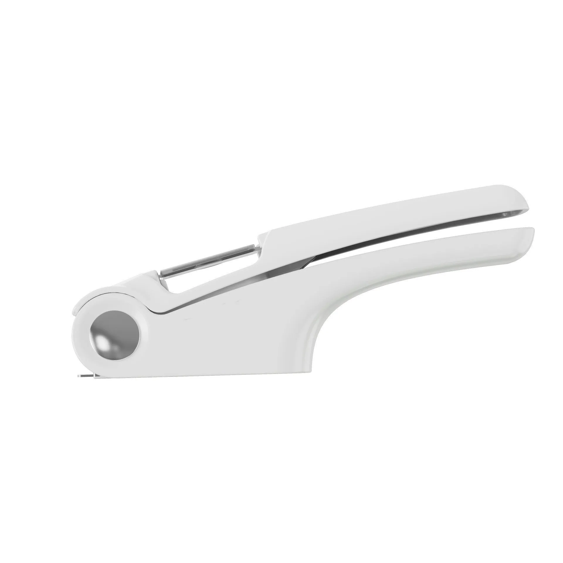 Manual garlic press with stainless steel head and coloured ABS plastic handles