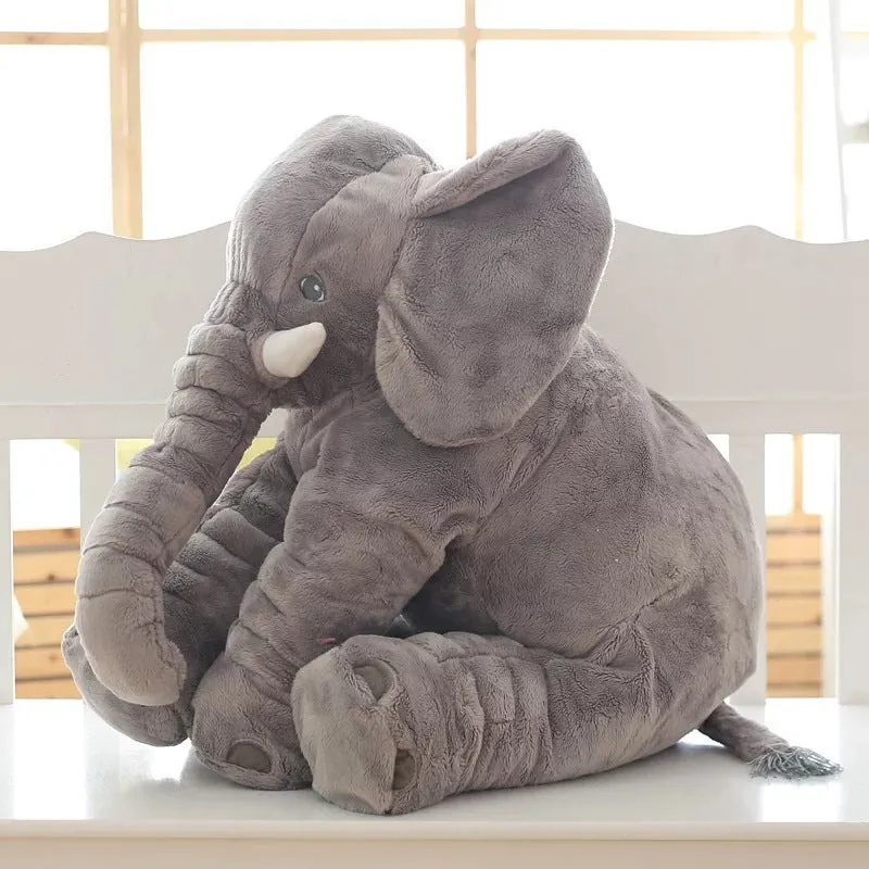 Soft grey elephant plush pillow shell for baby bedding with washable short plush fabric