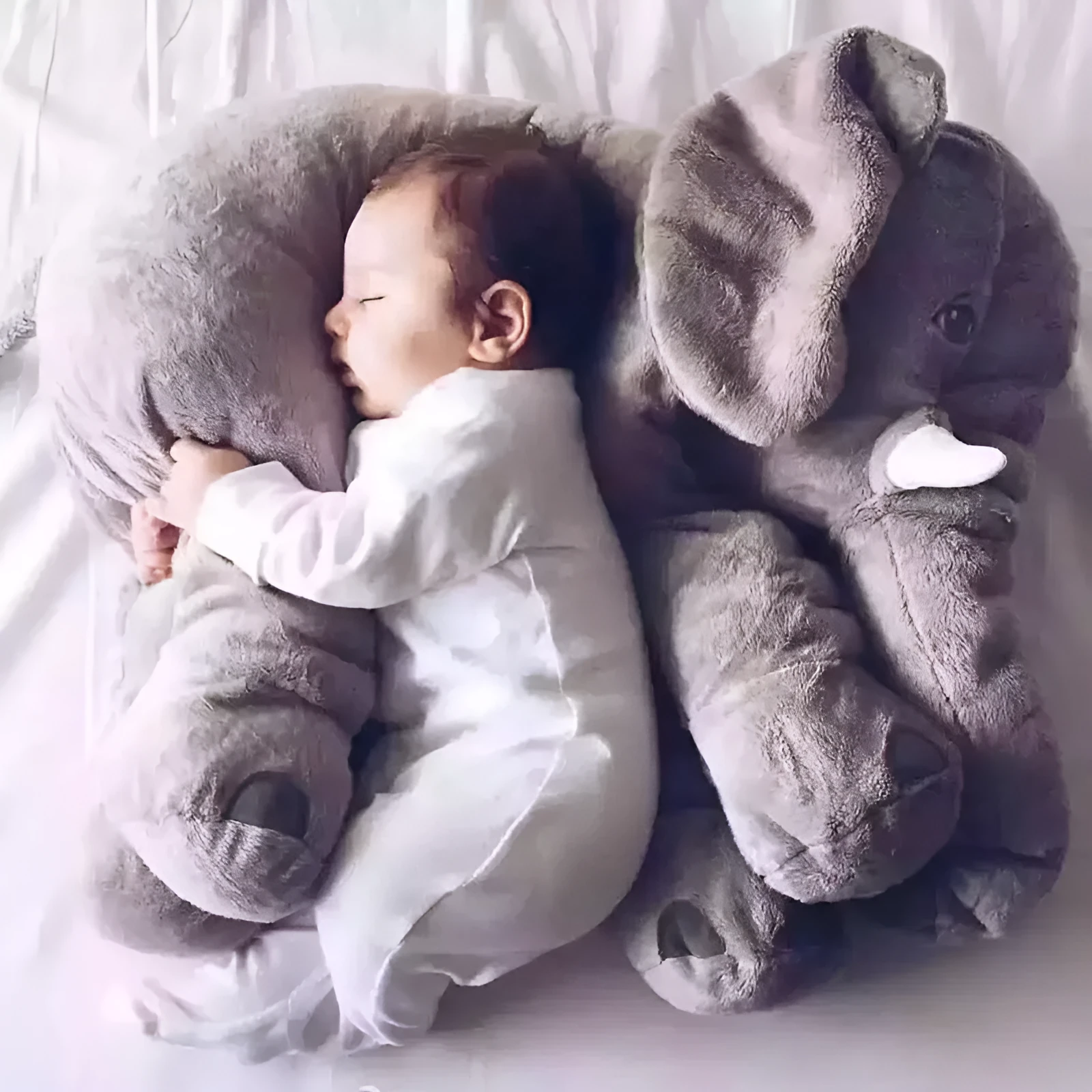 Soft grey elephant plush pillow shell for baby bedding with washable short plush fabric