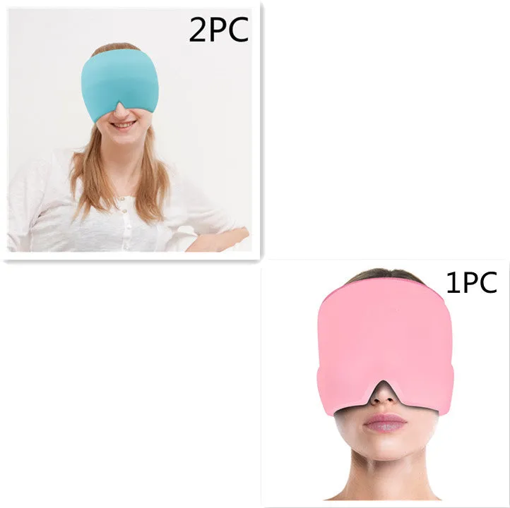 Black elastic cloth gel eye mask for headache relief with adjustable band