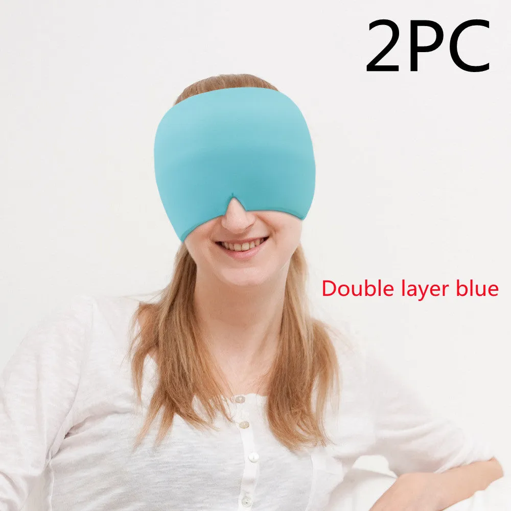 Black elastic cloth gel eye mask for headache relief with adjustable band